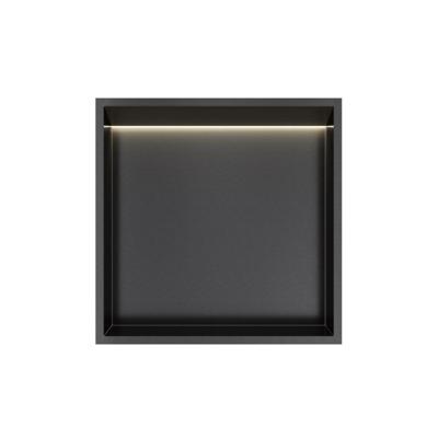Hotbath &More Inbouwnis - 30 x 30 x 10 cm - met LED-verlichting - Geborsteld Zwart PVD