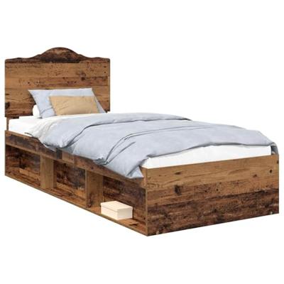 Bedframe met hoofdeinde Oudhout 75 x 190 cm Massief grenenhout