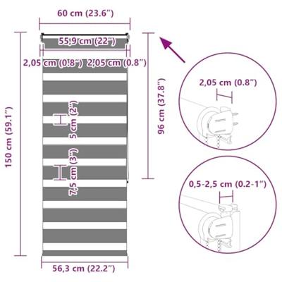 Zebra rolgordijn 60x150 cm stofbreedte 55,9 cm polyester bruin