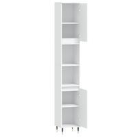 Badkamerkast 30x30x190 cm bewerkt hout wit - thumbnail