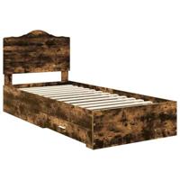 Bedframe met hoofdeinde Gerookt eiken 90 x 190 cm Bewerkt hout - thumbnail