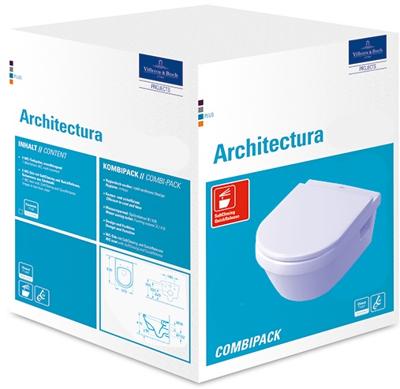 Villeroy & Boch Architectura combipack - hangend toilet diepspoel met toiletzitting - met softclose en quickrelease wit 5684h101