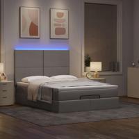 Ottoman bed met matras en LED's 140x200cm stof taupe - thumbnail