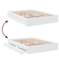 Bedframe met lades bewerkt hout wit 140x200 cm - thumbnail