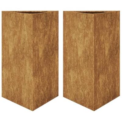 Plantenbakken 2 st driehoek 50x43x75 cm cortenstaal