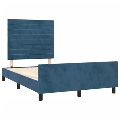 Bedframe zonder matras 120x190 cm fluweel donkerblauw Bedframe zonder matras 120x190 cm fluweel donkerblauw