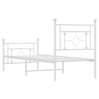 Bedframe met hoofd- en voeteneinde metaal wit 100x190 cm - thumbnail