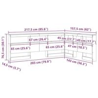 Opberghoofdbord met plank Zwart eiken 140 cm Bewerkt hout - thumbnail
