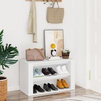 VidaXL Schoenenrek 75x35x45 cm bewerkt hout wit - thumbnail