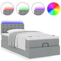 Ottoman bed met matras en LED's 100x200 cm stof lichtgrijs - thumbnail