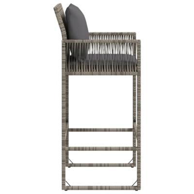 Tuinbarkrukken met kussens 2 st poly rattan grijs