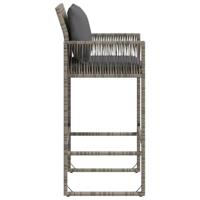 Tuinbarkrukken met kussens 2 st poly rattan grijs - thumbnail