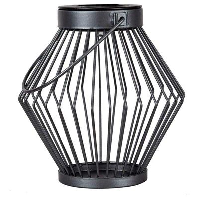 Solar LED Lantaarn Rotan 17 cm - Draadloos op zonne-energie - Grijs