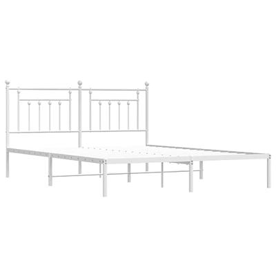 Bedframe met hoofdbord metaal wit 183x213 cm