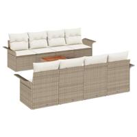 Tuinbankenset met kussen 9 pcs Beige poly rattan - thumbnail
