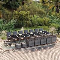 21-delige Tuinset met kussens poly rattan grijs - thumbnail