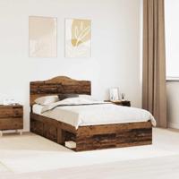Bedframe met hoofdeinde Oudhout 135 x 190 cm Massief grenenhout - thumbnail
