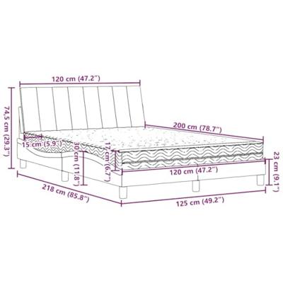 Bed met matras "Hanko" stof lichtgrijs 120x200 cm