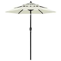 VidaXL Parasol 3-laags met aluminium paal 2 m zandkleurig - thumbnail