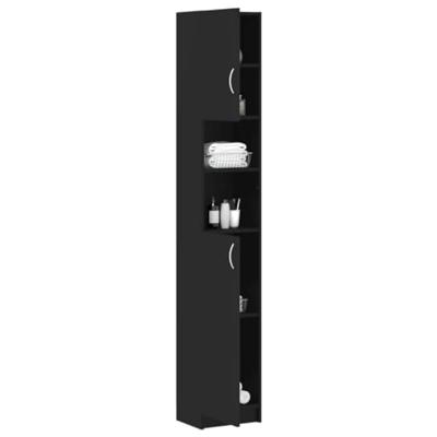 vidaXL Badkamerkast 32x25,5x190 cm spaanplaat zwart