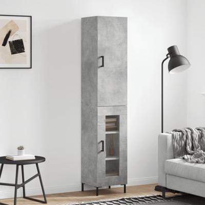 Hoge kast 34,5x34x180 cm bewerkt hout betongrijs
