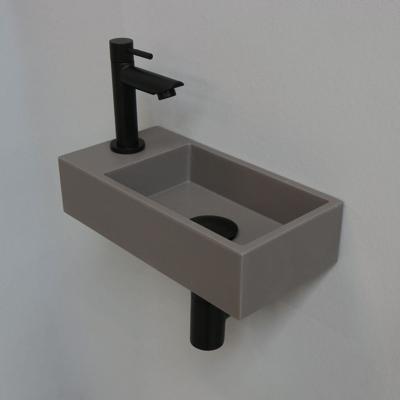 INK - Fonteinpack Quartz Links incl. Fonteinkraan - Design Sifon - Design Plug en Montageset - 360x180x90 Mm - Quartz Beton/mat Zwart