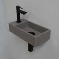 INK Versus Fonteinset - 36x18x9cm - wasbak rechts - 1 kraangat - Quartz beton/mat zwart 1805130 - thumbnail