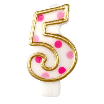 Cijferkaars roze '5' gespikkeld