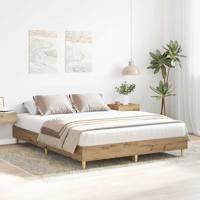 Bedframe zonder matras 140x200 cm spaanplaat artisanaal eiken - thumbnail