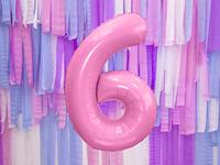 Folieballon cijfer 6 roze 86cm - thumbnail