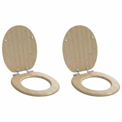 Zachte sluit toiletbril 2 pcs Lichte Bamboekleur 44 x 38 cm