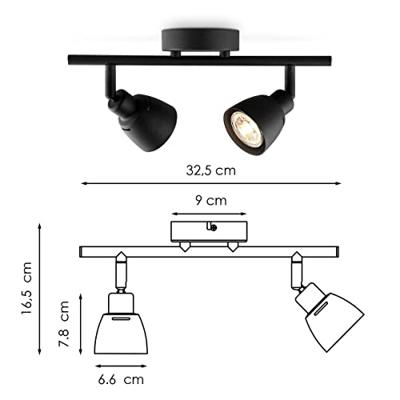 Home sweet home LED opbouwspot Aka 2L 32,5 cm - zwart