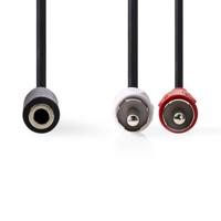Stereo-Audiokabel | 2x RCA Male - 3,5 mm Female | 0,2 m | Zwart - thumbnail