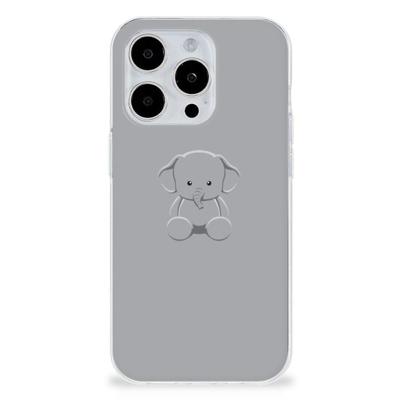 iPhone 15 Pro Telefoonhoesje met Naam Grijs Baby Olifant iPhone 15 Pro Telefoonhoesje met Naam Grijs Baby Olifant