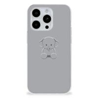 iPhone 15 Pro Telefoonhoesje met Naam Grijs Baby Olifant - thumbnail