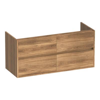 Brauer Adore Wavy - Onderkast - 120 cm - met 4 Softclose Lades Greeploos en 2 Sifon Uitsparingen - Honey