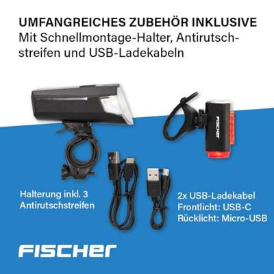 FISCHER FAHRRAD Fietsverlichtingsset LED werkt op een accu Zwart FISCHER FAHRRAD Fietsverlichtingsset LED werkt op een accu Zwart