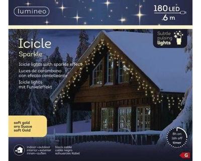 Led Icicle 6 meter 180 LED zwart/soft gold Lumineo - Lumineo