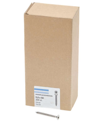 Hoenderdaal Spaanplaatschroef Rvs-A2 Pk Torx TX25 5.0X50 | 200 stuks - 0206.30.41903
