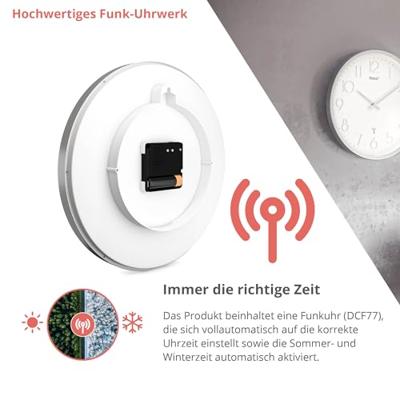 Mebus 19776 Wandklok Zendergestuurd 25 cm x 4 cm Zilver Slepend uurwerk (geluidsloos) Mebus 19776 Wandklok Zendergestuurd 25 cm x 4 cm Zilver Slepend uurwerk (geluidsloos)