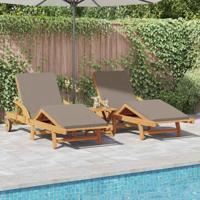Ligstoel 2 pcs Taupe 200 x 67 x 84cm Massief acaciahout - thumbnail