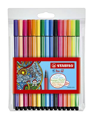 Set Viltstiften Stabilo Pen 68 Standard + Neon 15 Onderdelen Multicolour