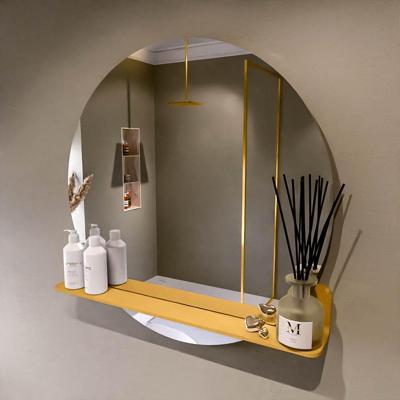 MONDIAZ SPOT spiegel rond 80cm met Spiegelplanchet kleur Ocher. MONDIAZ SPOT spiegel rond 80cm met Spiegelplanchet kleur Ocher.