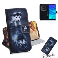 Wolf en hond patroon gekleurde tekening horizontale Flip lederen case voor Huawei P Smart (2019)/Honor 10 lite met houder & card slots & portemonnee - thumbnail