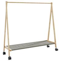 VidaXL Kledingrek met schappen en wielen 106x34x106,5 cm bamboe - thumbnail