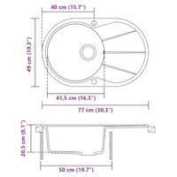 VidaXL Gootsteen ovaal enkele bak graniet grijs - thumbnail