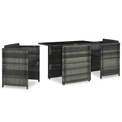 3-delige Bistroset met kussens poly rattan grijs 3-delige Bistroset met kussens poly rattan grijs