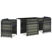 3-delige Bistroset met kussens poly rattan grijs - thumbnail