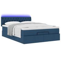 Ottoman bed met matras en LED's 140x200cm stof blauw - thumbnail