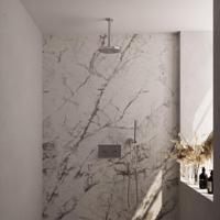 Brauer Chrome Carving Thermostatische Regendoucheset Inbouw - Hoofddouche 20 cm - Met Drukknoppen - Handdouche Staaf - Doucheslang - Wandaansluitbocht - Chroom - thumbnail